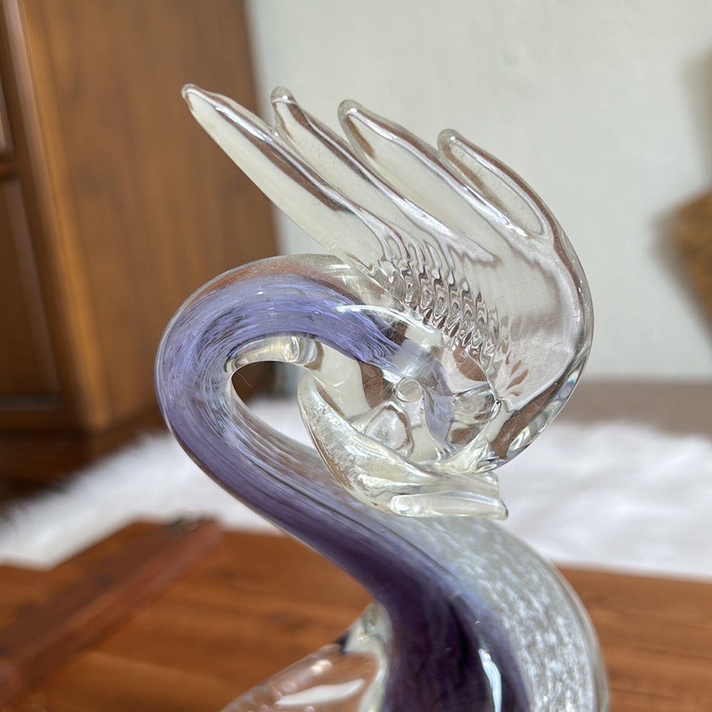 - Italy Murano Glass Bird purple/clear glass - Picture 5 of 5